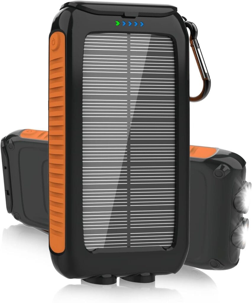Solar Charger Power Bank 49800mAh – Portable Fast Charging Power Bank with Type-C & Dual USB Ports, Compatible with iPhone, Samsung & More, Waterproof Solar Panel for Camping, Hiking, and Outdoor Use